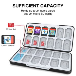 HEIYING Game Card Case for Nintendo Switch& Switch OLED& Switch Lite,Portable Switch Game Memory Card Storage with 24 Game Card Slots and 24 Micro SD Card Slots.