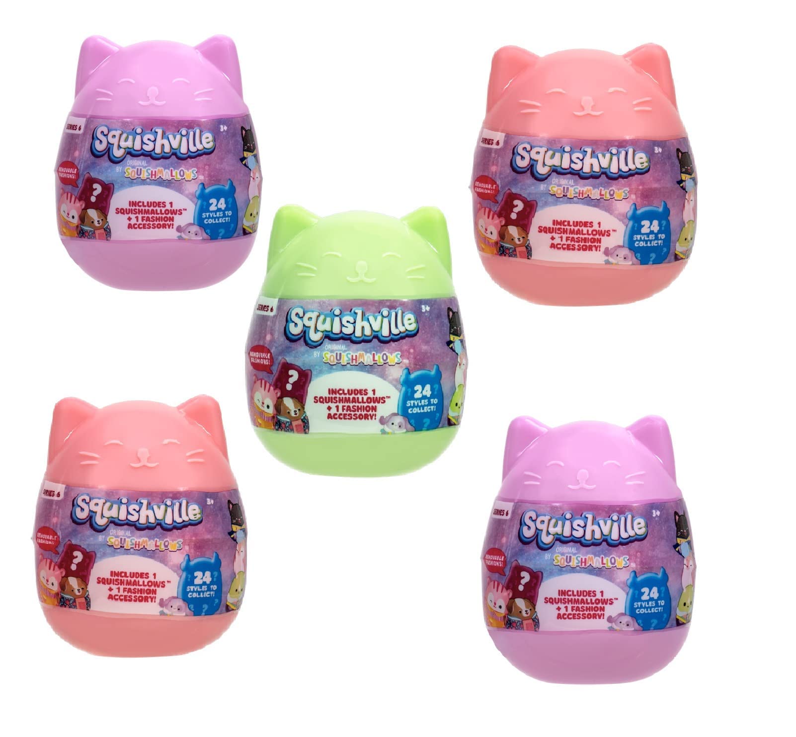 Squishmallows Squishville Series 6 - Assorted 5 Pack - Mini Plush & Accessories - Official Kellytoy - Styles May Vary - Great Stocking Stuffer & Gift for Kids