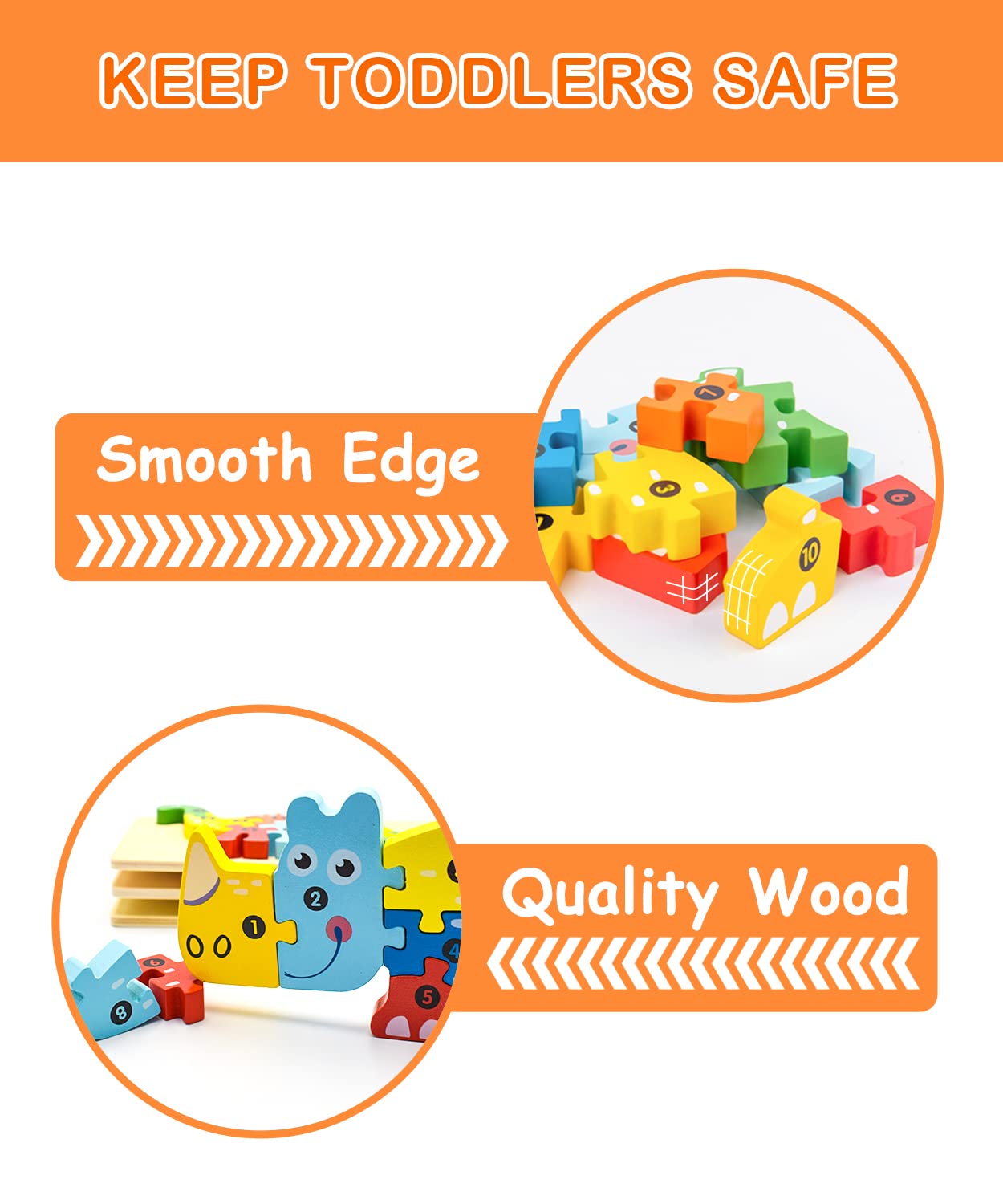 4 Pack Wooden Animal Puzzles for Toddlers 1 2 3 4 Years Old Boys & Girls, Montessori Toys for Kids Ages 1-4 with 4 Animal Patterns, Preschool Educational Toys Bright Vibrant Color Shapes