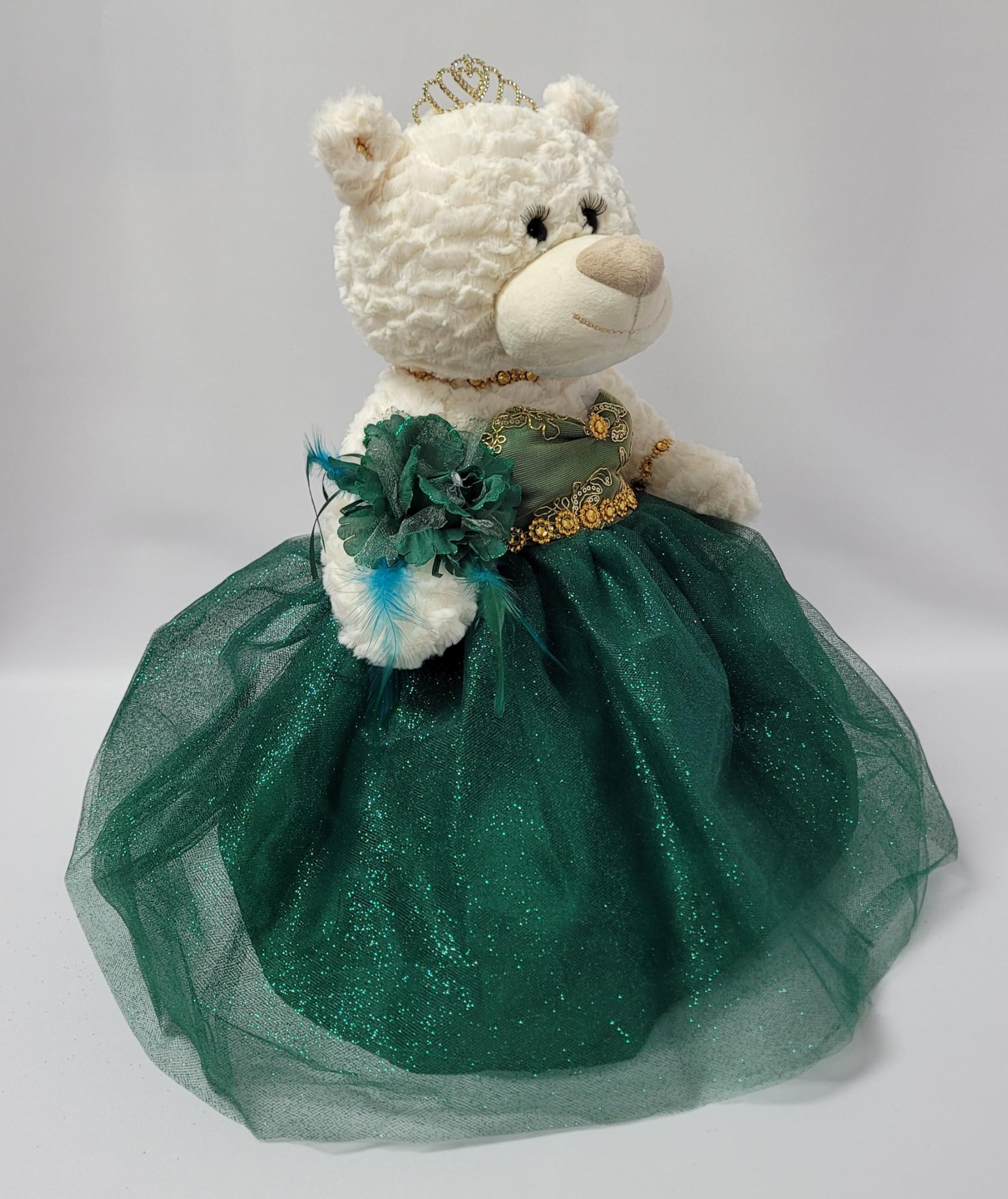 KINNEX COLLECTIONS SINCE 1997 20" Quince Anos Quinceanera Last Doll Teddy Bear with Dress (Centerpiece) ~ ARC16831-33 (Emerald Green)