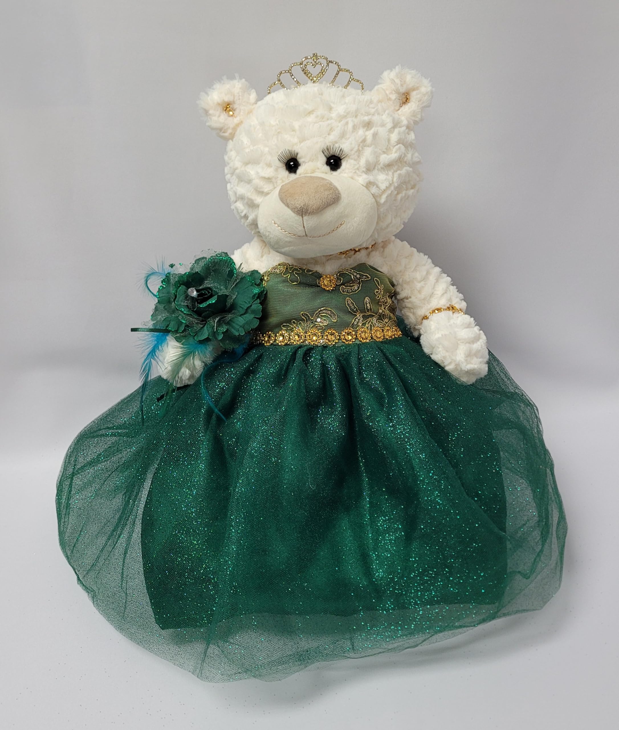 KINNEX COLLECTIONS SINCE 1997 20" Quince Anos Quinceanera Last Doll Teddy Bear with Dress (Centerpiece) ~ ARC16831-33 (Emerald Green)