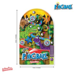 Pingball Dinosaur Travel Game by Deluxebase - Mini Pinball Game, a Classic Retro Handheld Arcade Game. Small Travel Games for Kids Great Action Games and Reflex Games for Party Favor or Party Bags