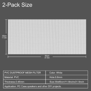 2-Pack 300x800mm 11.8x31.5inch DIY Computer Case PC Fan Dust Mesh Filter White Computer PVC Mesh Cover with Magnetic Strip for Gaming PC Speaker Xbox Series Game Consoles and More