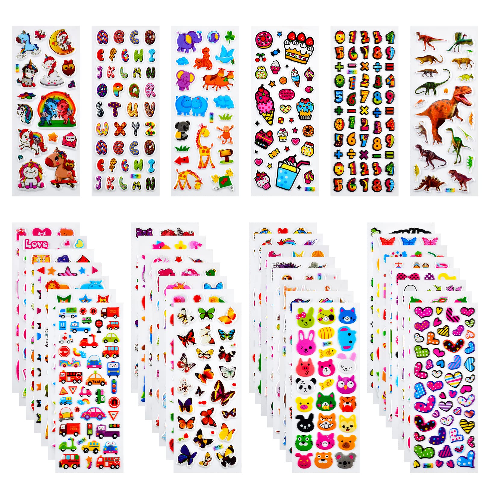 Habett 3D Stickers for Kids & Toddlers, 920+ 3D Puffy Stickers 36 Different Sheets Including Animals, Letters, Numbers, Dinosaurs, Cars and More for Boys, Girls, Teachers, Reward, Craft Scrapbooking