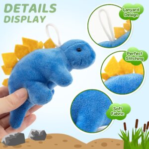 Mocoosy 12 Pack Dinosaur Plush Set, Mini Dinosaur Stuffed Animals Bulk for Kids Tiny Dinosaur Plush Party Favors, Dinosaur Playset Keychain Plushies Toddler Birthday Party Supplies Goodie Bag Stuffers