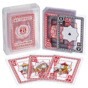 Waterproof Playing Card Deck with Jokers - 54 Clear Plastic Cards, Poker Size, Standard Index - Durable, Washable and Easily Portable - Flexible, Smooth Shuffling - Hard Plastic Carrying Case Included