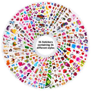 Habett 3D Stickers for Kids & Toddlers, 920+ 3D Puffy Stickers 36 Different Sheets Including Animals, Letters, Numbers, Dinosaurs, Cars and More for Boys, Girls, Teachers, Reward, Craft Scrapbooking