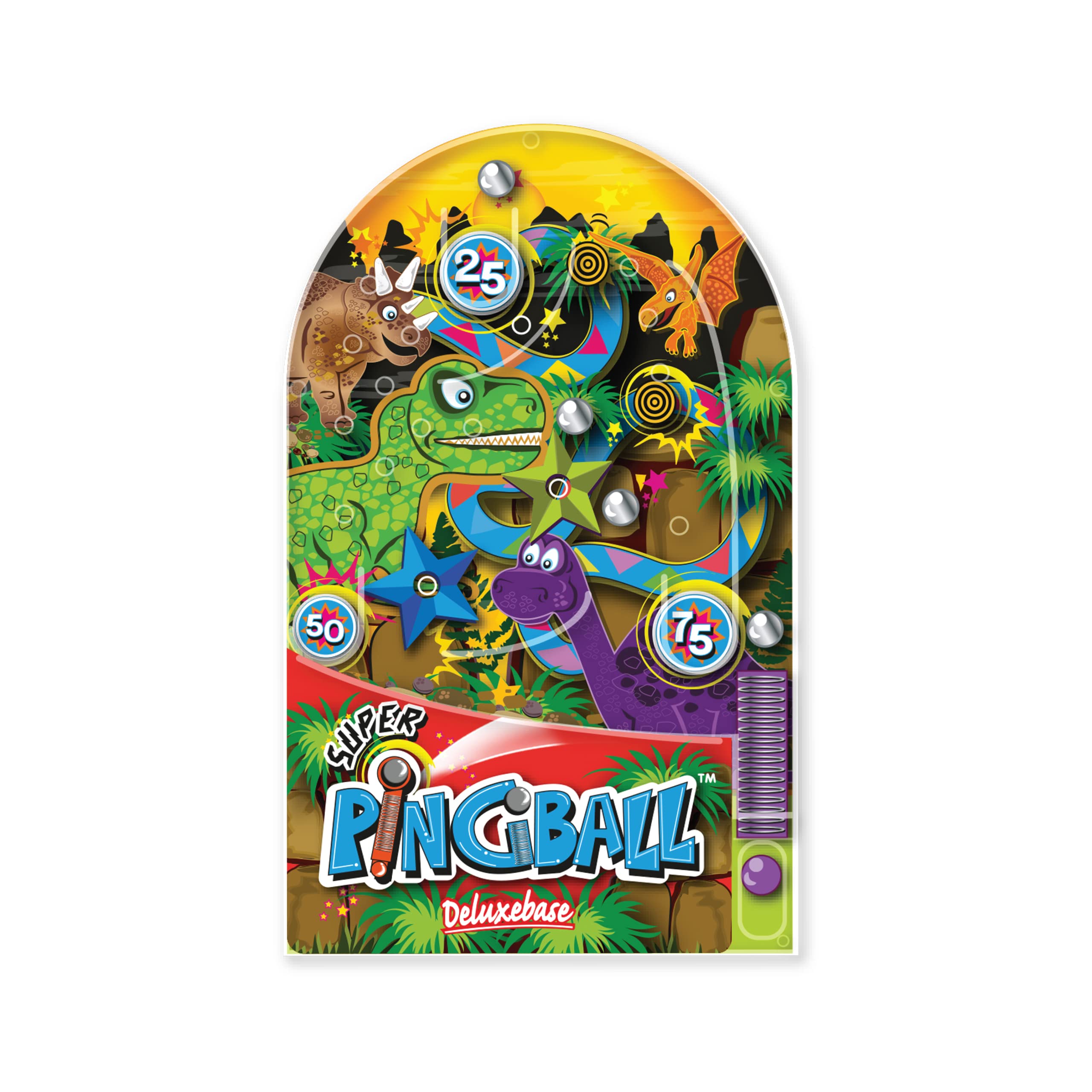 Pingball Dinosaur Travel Game by Deluxebase - Mini Pinball Game, a Classic Retro Handheld Arcade Game. Small Travel Games for Kids Great Action Games and Reflex Games for Party Favor or Party Bags