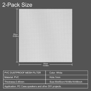 Fan Dust Mesh Filter Magnetic Frame PVC Desktop Computer PC Case Fan Dust Proof Filter Cover Grills 500 * 500MM 2PACK White