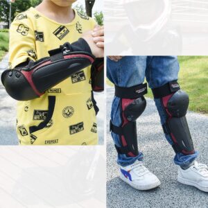 ElCYCO Kids Motorcycle Armor Suit Dirt Bike Gear Chest Protector Motocross for Kids Dirt Bike Chest Protective Gear with Elbow Knee Pads Guards for Cycling(red)