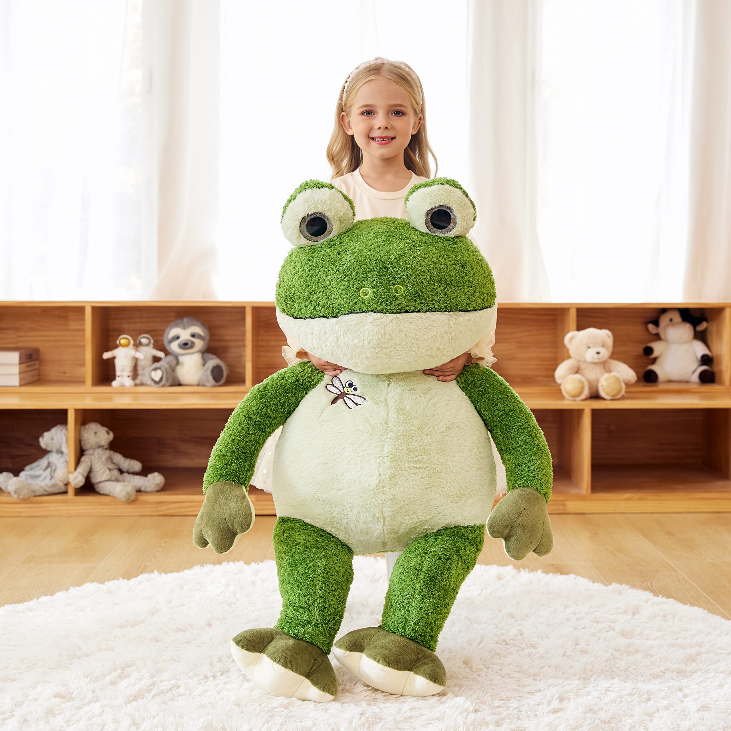 EARTHSOUND Giant Frog Stuffed Animal Plush Toy,Large Frog Jumbo Cute Soft Toys,Big Size Huge Fluffy Plushy Oversized Fat Plushie,Gifts for Kids Girls Boys Girlfriend (30 inches, Green)