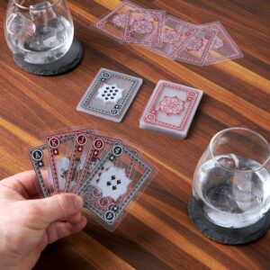 Waterproof Playing Card Deck with Jokers - 54 Clear Plastic Cards, Poker Size, Standard Index - Durable, Washable and Easily Portable - Flexible, Smooth Shuffling - Hard Plastic Carrying Case Included