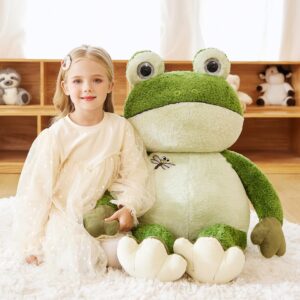 EARTHSOUND Giant Frog Stuffed Animal Plush Toy,Large Frog Jumbo Cute Soft Toys,Big Size Huge Fluffy Plushy Oversized Fat Plushie,Gifts for Kids Girls Boys Girlfriend (30 inches, Green)