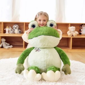 EARTHSOUND Giant Frog Stuffed Animal Plush Toy,Large Frog Jumbo Cute Soft Toys,Big Size Huge Fluffy Plushy Oversized Fat Plushie,Gifts for Kids Girls Boys Girlfriend (30 inches, Green)