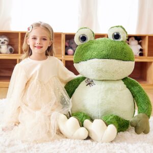 EARTHSOUND Giant Frog Stuffed Animal Plush Toy,Large Frog Jumbo Cute Soft Toys,Big Size Huge Fluffy Plushy Oversized Fat Plushie,Gifts for Kids Girls Boys Girlfriend (30 inches, Green)