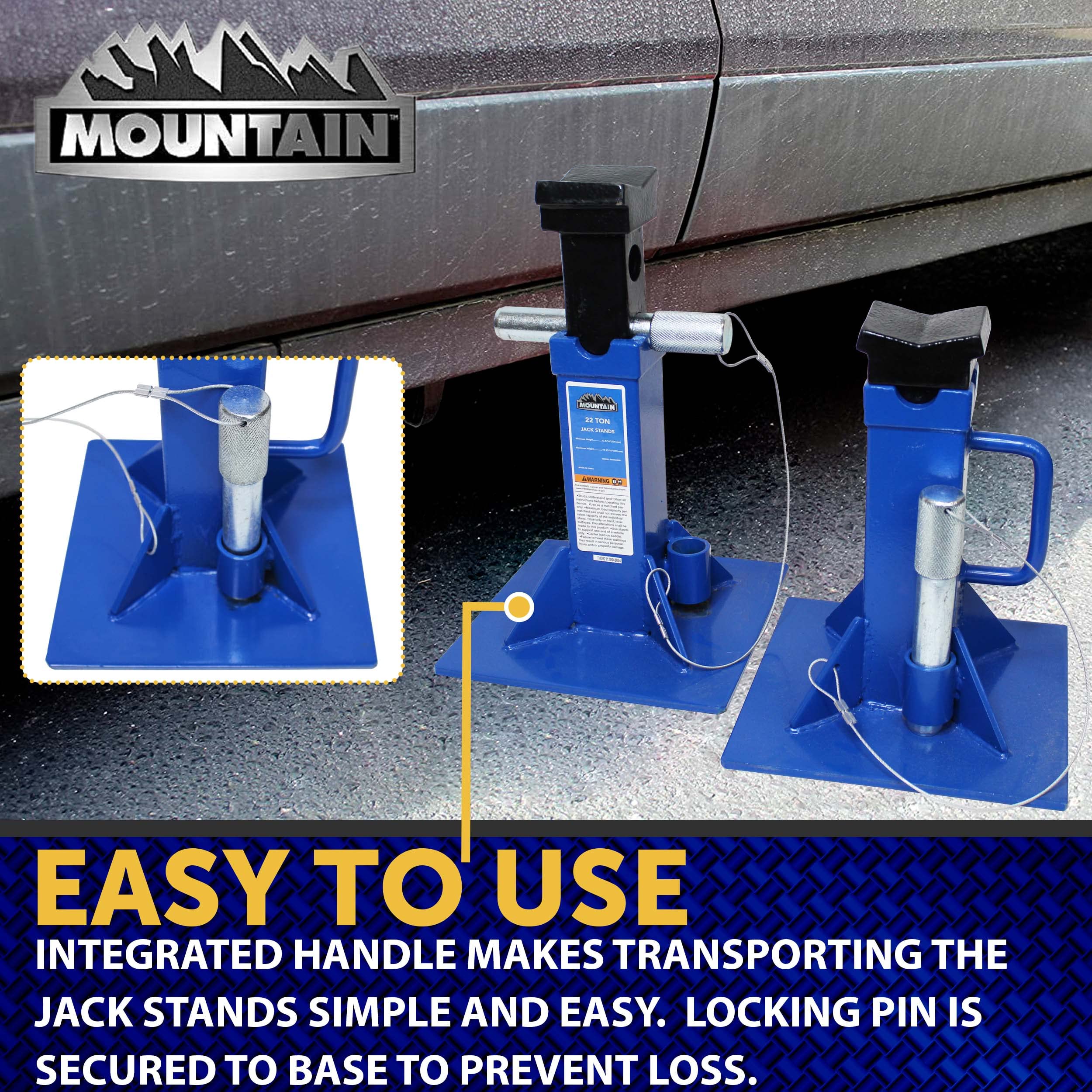 22-Ton HD Locking Pin Jack Stands (Pair)