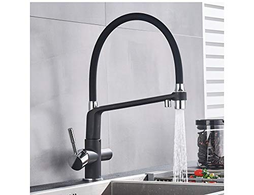 YJRIC Kitchen fau cet Kitchen Water Filter Faucet Kitchen faucets Dual Spout Filter Faucet Mixer 360 Degree Rotation Water Purification Feature Taps,Black