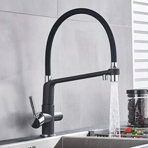 yjric kitchen fau cet kitchen water filter faucet kitchen faucets dual spout filter faucet mixer 360 degree rotation water purification feature taps,black