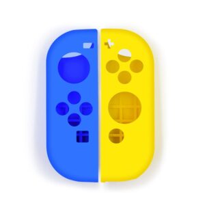 JiaLe cco Soft Silicone Case Anti-Slip Shell Cover Replacement for Nintendo Switch Joycon Cover (Blue+Yellow)