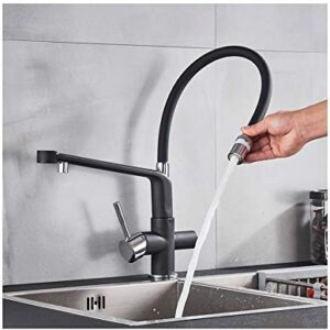 YJRIC Kitchen fau cet Kitchen Water Filter Faucet Kitchen faucets Dual Spout Filter Faucet Mixer 360 Degree Rotation Water Purification Feature Taps,Black