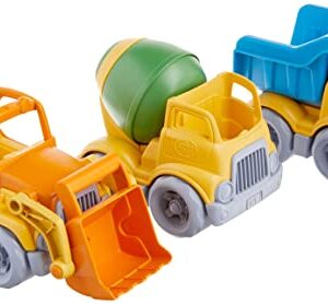 Green Toys Construction Vehicle Includes Scooper, Dumper, Mixer, 1 Character- 3 Pack - 4C