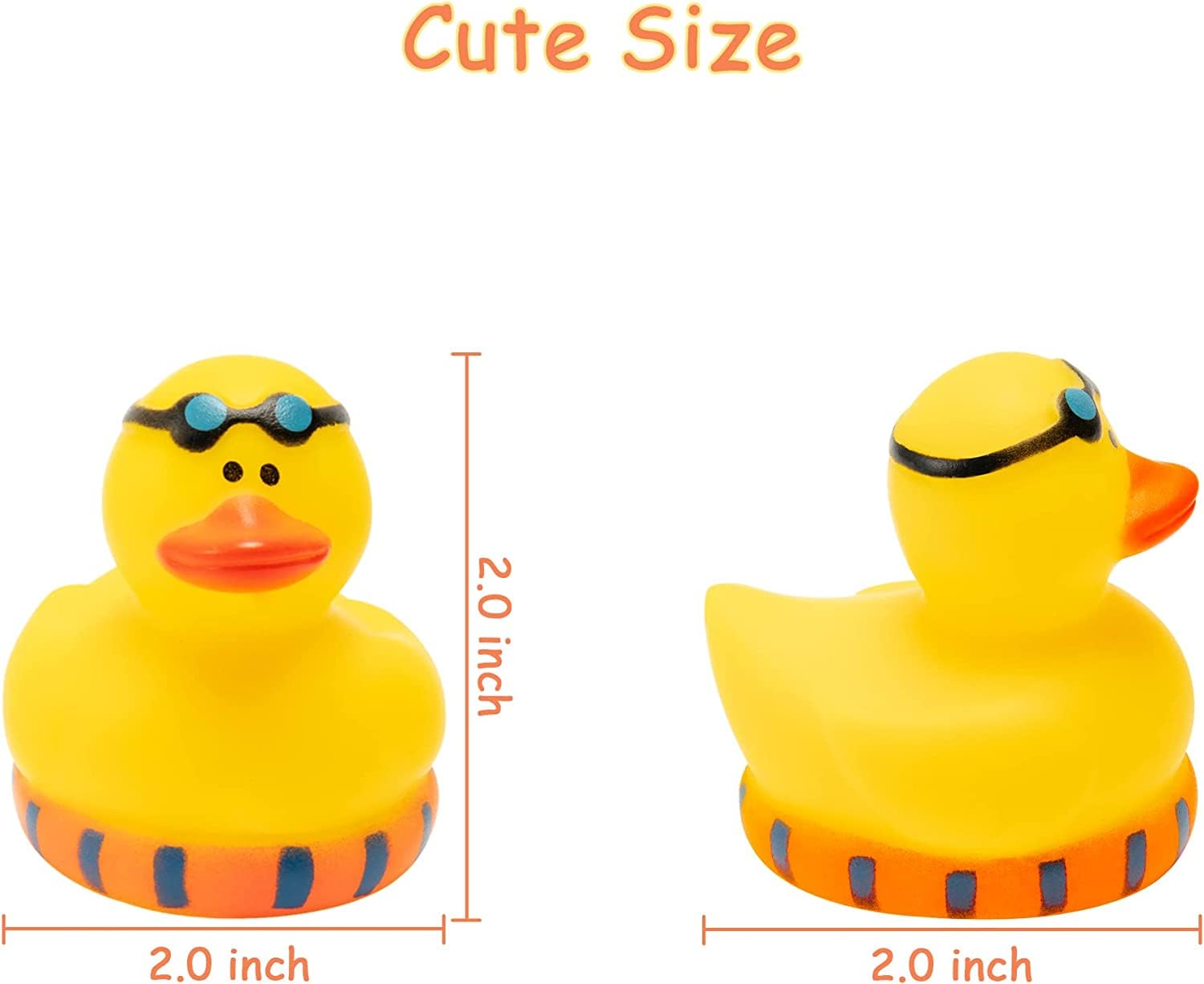 Haooryx 20Pcs Summer Beach Rubber Duckies Float Bathtub Ducky Swimming Pool Toys Summer Theme Novelty Funny Squeeze Ducks for Kids Birthday Party Favors Prize Rewards Baby Shower Bath Toys Decoration