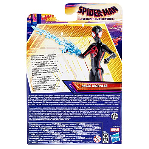 Marvel Spider-Man Across The Spider-Verse Miles Morales, 6-Inch-Scale Action Figure with Web Accessory, Toys for Kids Ages 4 and Up