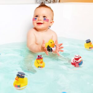 Haooryx 20Pcs Patriotic Rubber Duckies Toys, Novelty Funny Squeeze Ducks Holiday Patriotic Party Supplies Red Blue White Bathtub Duck Toys Baby Shower Float Ducky School Goodie Bag Filler Class Reward