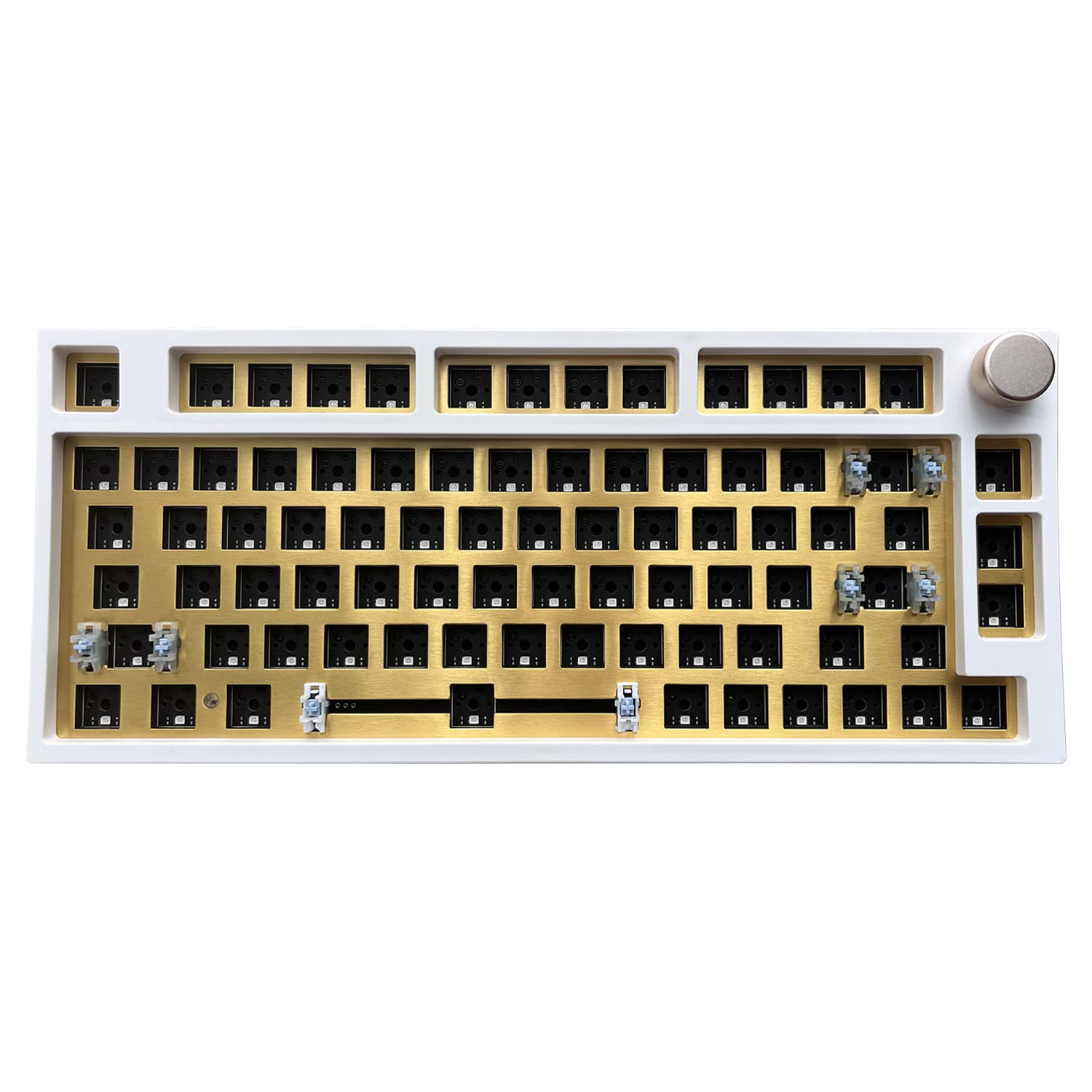 keydous NJ80-AP Wireless Mechanical Keyboard with Knob Bluetooth 5.0 | 2.4G 75% Hot Swap Custom Barebone Kit with Knob RGB Dye-sub PBT Keycab for Win Mac