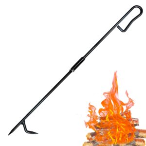 fire poker for fire pit. fireplace poker with upgrade removable design. premium solid steel fire pit poker is the best fire pit accessories for fireplace camping wood stove indoor and outdoor black