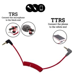 3.5mm TRS to TRRS Adapter Microphone Cable Compatible with Rode SC7, VideoMic, VideoMicro Go, Boya, Other External Mic - TRRS Cable Fits iPhone, Smartphone and Tablets