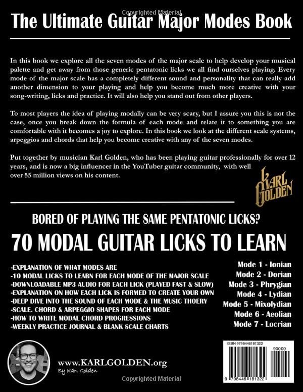 The Ultimate Guitar Major Modes Book: Comprehensive guide of playing licks & writing songs modally with the seven modes of the major scale on guitar (The Ultimate Guitar Books)