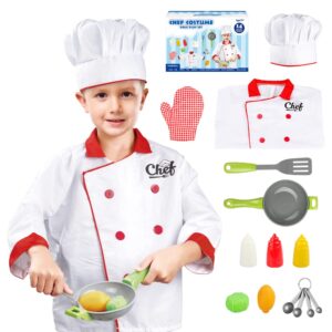 lesheng space chef costume for kids, cook role play dress -up set with realistic kitchen toys, pretend chef outfit for halloween