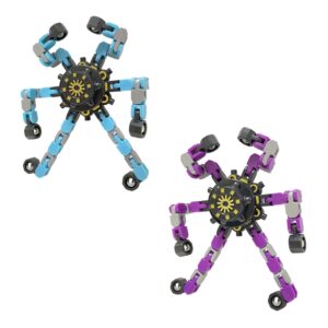 Buluwans Fidgets Sensory Toys Transformable Chain Mechanical Fidget Toy 2 Pack Deformation Fidgets Spinners for Girls Boys Kids Adults Stocking Stuffers