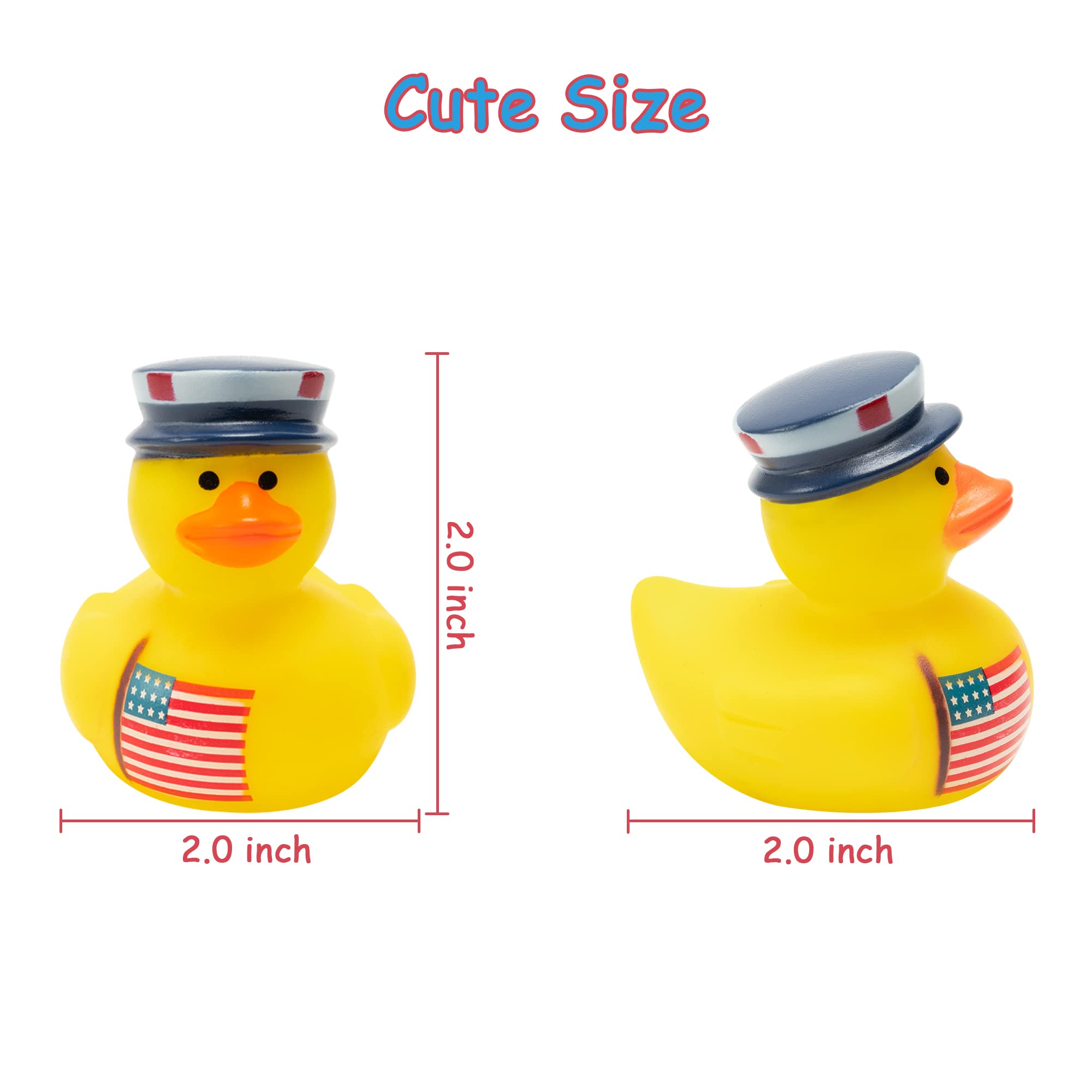 Haooryx 20Pcs Patriotic Rubber Duckies Toys, Novelty Funny Squeeze Ducks Holiday Patriotic Party Supplies Red Blue White Bathtub Duck Toys Baby Shower Float Ducky School Goodie Bag Filler Class Reward