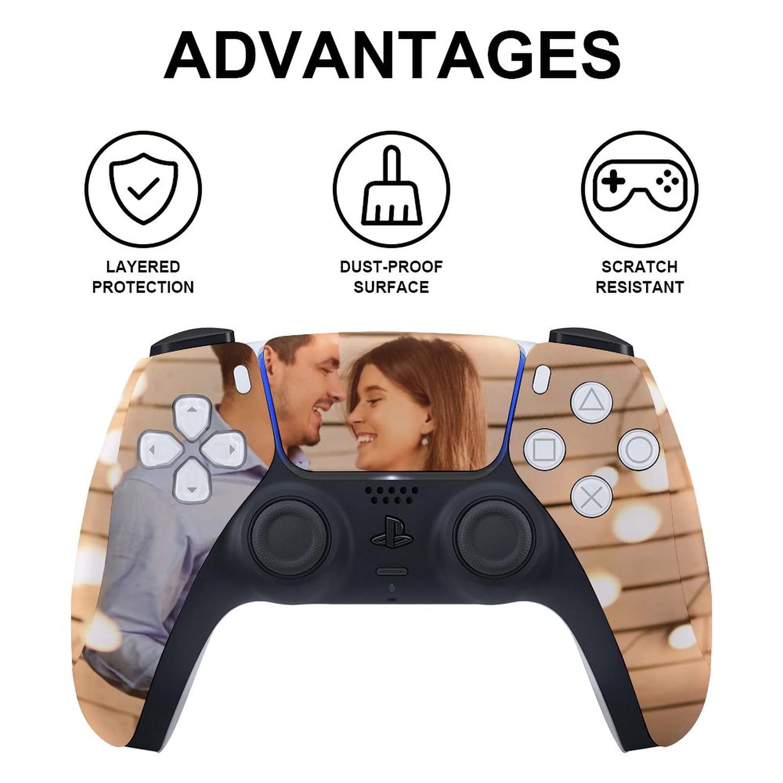 Personalized Custom Skin for PS5 Console Controller with Photos Pictures Customized Vinyl Sticker Decal Cover Compatible with Playstation 5(Disc Version)