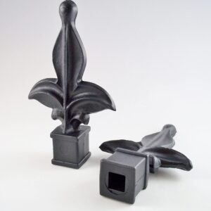 Retrospec Creations 10 Each for 1/2” Black Plastic Finial Tops for Iron Picket Fence Fleur De Lis – #1-60