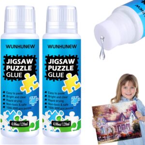 newest jigsaw puzzle glue clear with sponge head applicator, puzzle saver frame for 3000/4000/5000 pieces puzzle of paper & wood, water-soluble special art craft puzzle guard glue, quick dry (240ml)