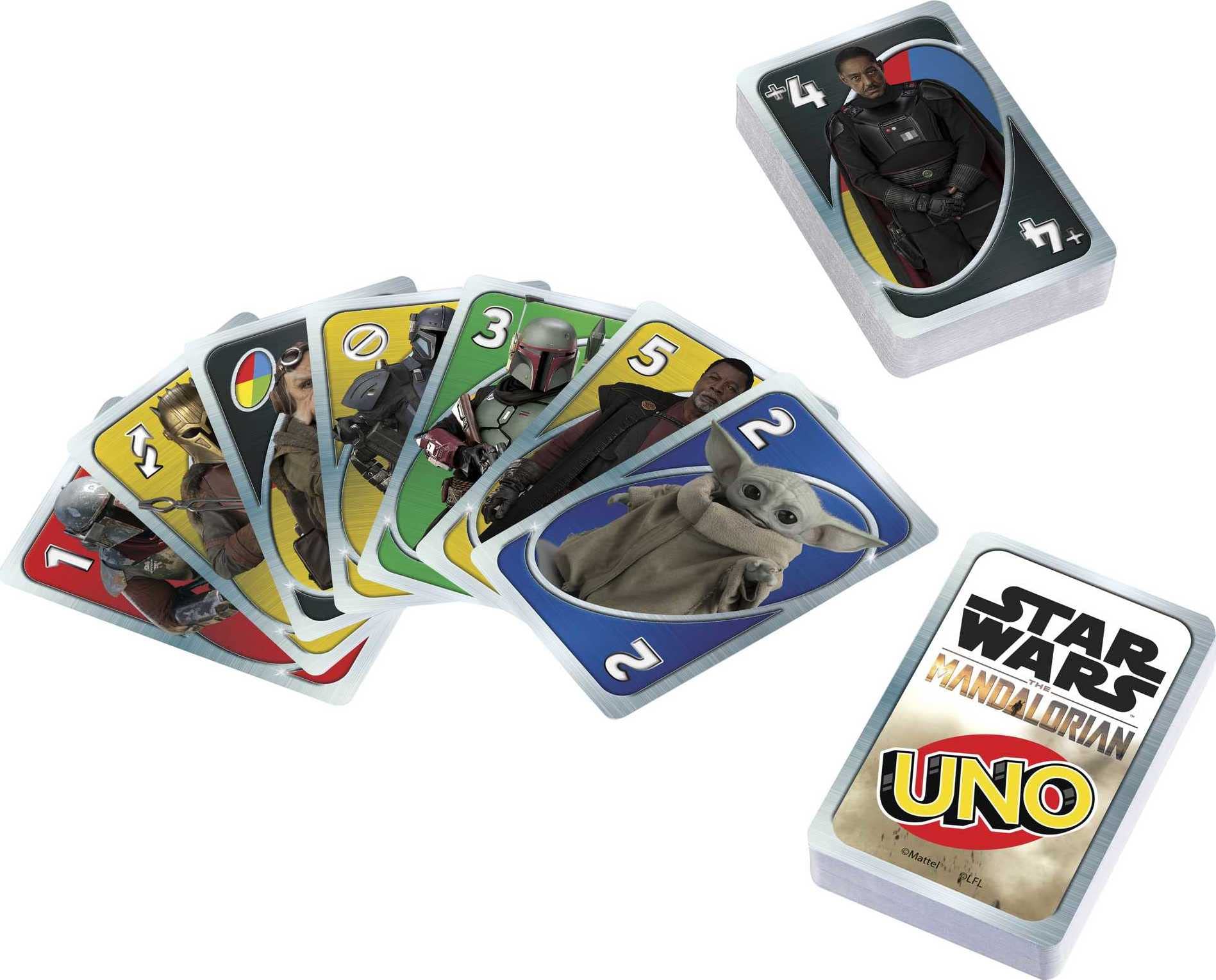 Mattel Games UNO Star Wars The Mandalorian Card Game, Travel Game in Collectible Storage Tin & Special Rule, 2-10 Players