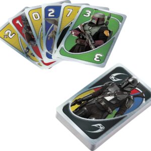 Mattel Games UNO Star Wars The Mandalorian Card Game, Travel Game in Collectible Storage Tin & Special Rule, 2-10 Players