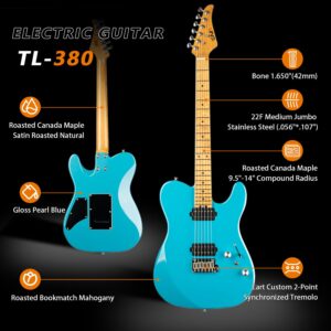 EART Guitars TL-380 Modern Humbucker Pickups Double Coil Split Two Point Tremolo Bridge Solid Body Electric Guitars