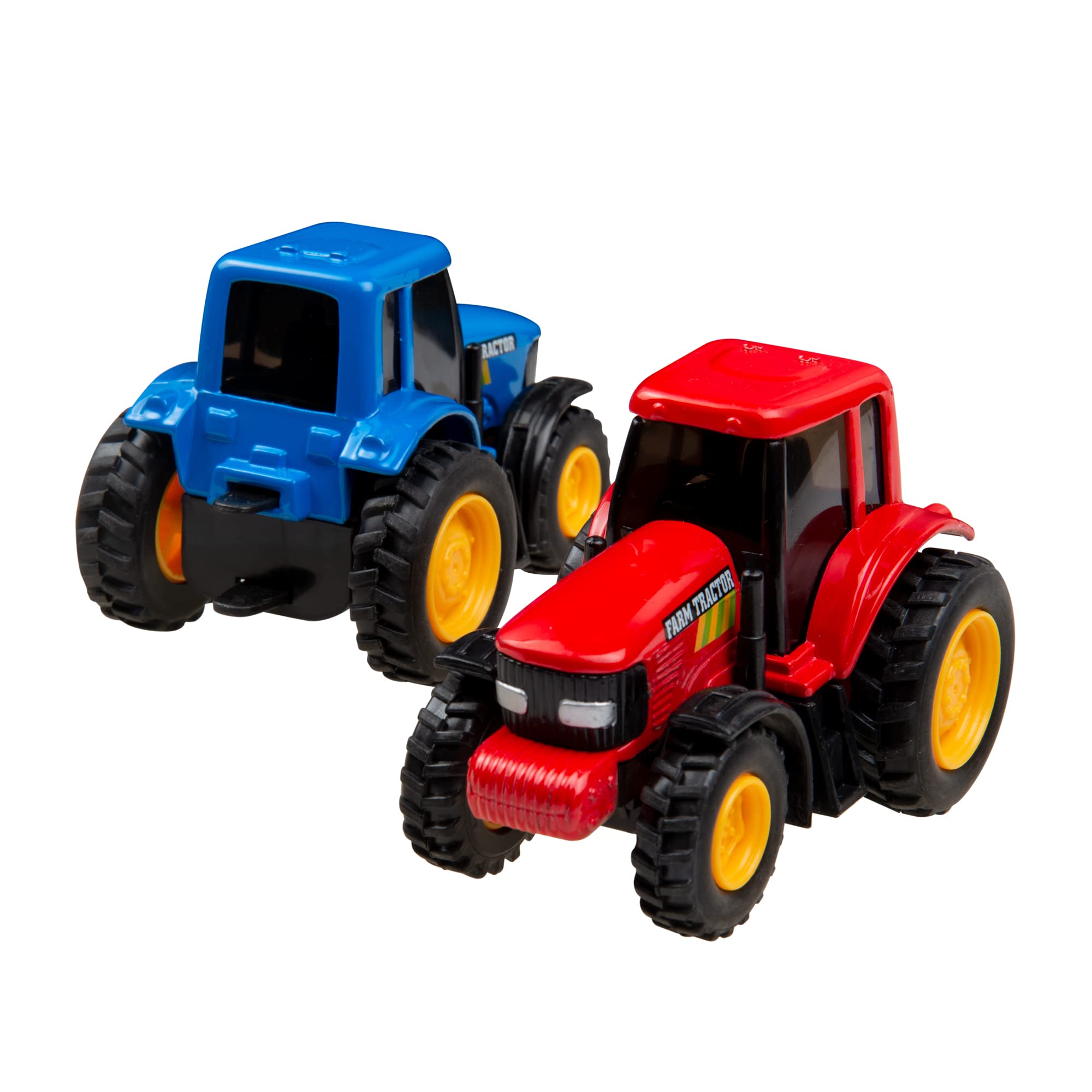 PMT Holdings Playmaker Toys 4 Pack Toy Tractors, Pull-Back Tractors Comes with 1 Blue, 1 Green, 1 Orange, 1 Red (4 Tractors) 9665D 0