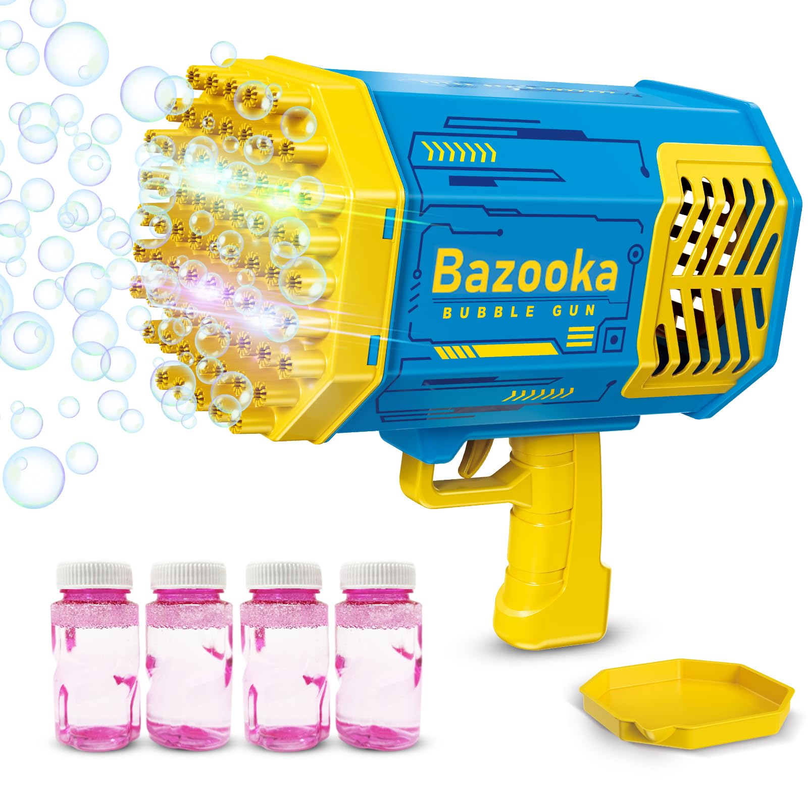 Big Rocket Boom Bubble Blower - 69 Holes Bubbles Rocket Launcher Gun Machine with Colorful Lights for Adults Kids, Giant Foam Maker Guns Toys Wedding Outdoor Party Favors Gift