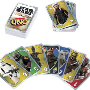 Mattel Games UNO Star Wars The Mandalorian Card Game, Travel Game in Collectible Storage Tin & Special Rule, 2-10 Players