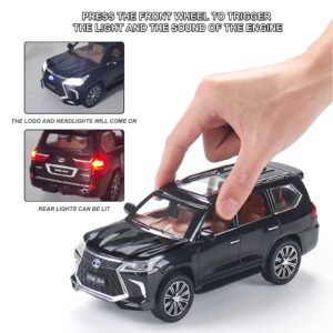 Diecast car Model 1/24 Scale - Zinc Alloy Pull Back Toy car with Sound and Light, Collectible Toys Vehicle for Adults and Boys Girls (Black)