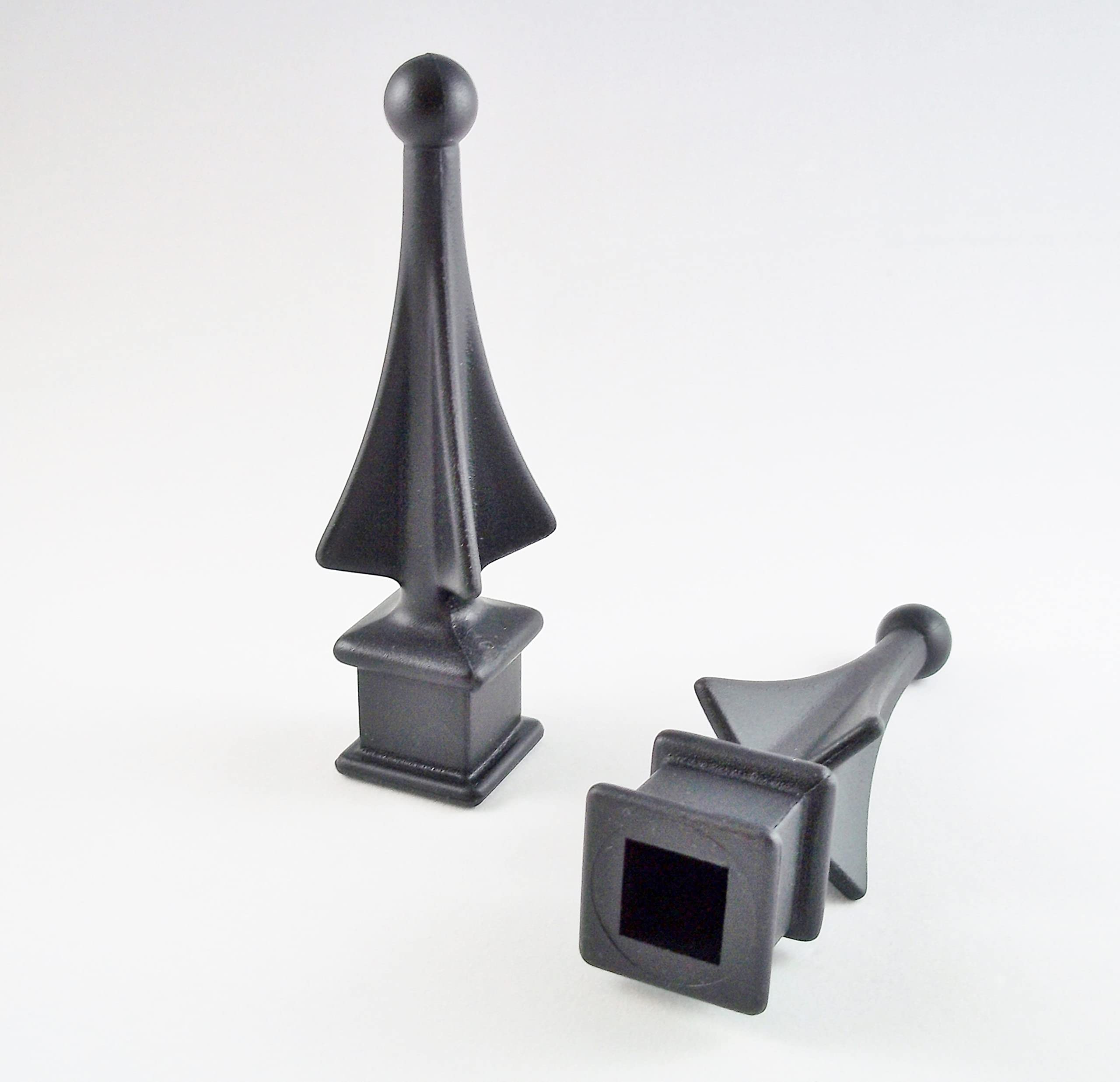 100 Each for 1/2” Black Plastic Finial Tops for Iron Picket Fence 4-Sided Spire - #1-30