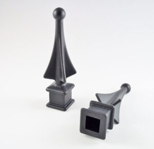 retrospec creations 100 each for 1/2” black plastic finial tops for iron picket fence 4-sided spire - #1-30