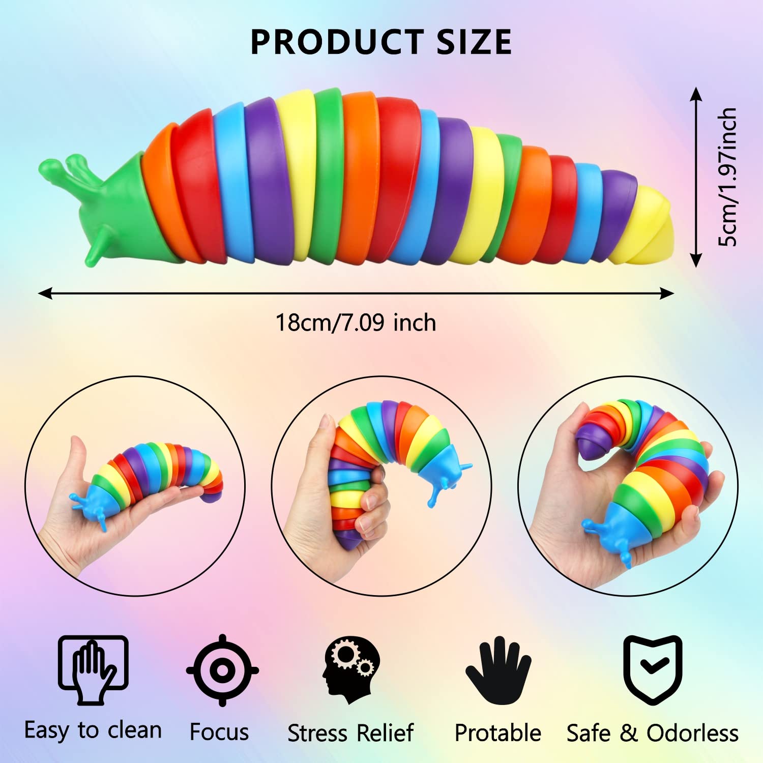 SoulLife 4 Pack Caterpillar Sensory Fidget Toys, Stress Relief Toy for Autistic Children, Autism Fidget Toys for Kids, Fidget Slug Snail Toys Pack Bulk for Kids