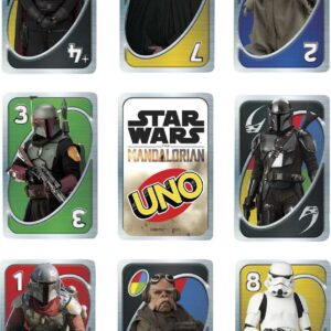 Mattel Games UNO Star Wars The Mandalorian Card Game, Travel Game in Collectible Storage Tin & Special Rule, 2-10 Players