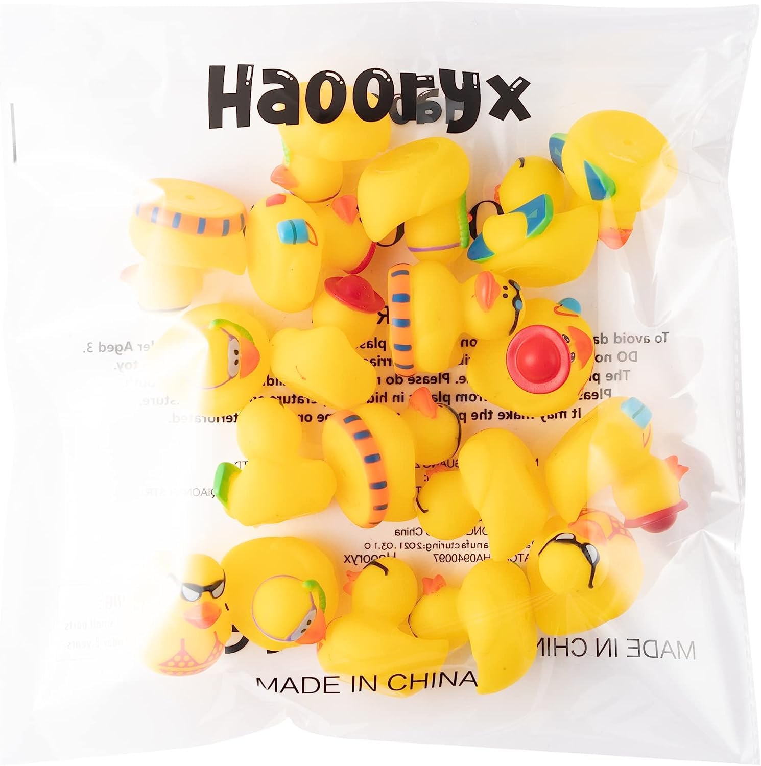 Haooryx 20Pcs Summer Beach Rubber Duckies Float Bathtub Ducky Swimming Pool Toys Summer Theme Novelty Funny Squeeze Ducks for Kids Birthday Party Favors Prize Rewards Baby Shower Bath Toys Decoration